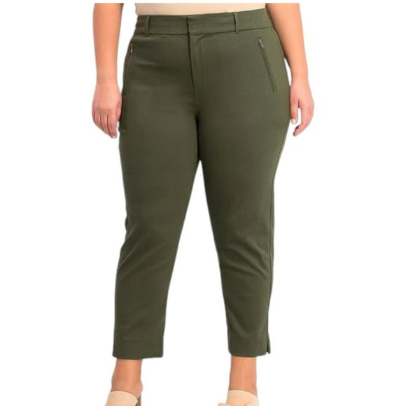 41 Hawthorn Francis Straight Leg Cotton Blend Ankle Pants - Olive Green - 22W - Picture 2 of 12